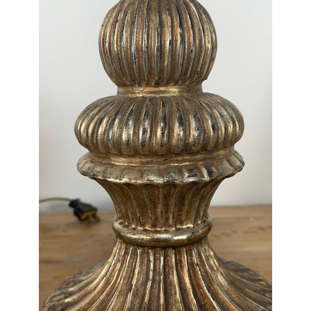 Mid 20th Century Italian Baroque Barley Twist Table Lamps - Silvered and Giltwood - a Pair For Sale - Image 18 of 18