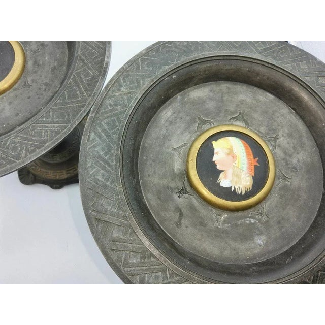 Antique Bronze Tazza with Porcelain Plaques, Set of 2 For Sale - Image 4 of 11