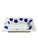 A charming vintage French ceramic ashtray or catchall featuring a crisp white ground adorned with bold cobalt blue polka...