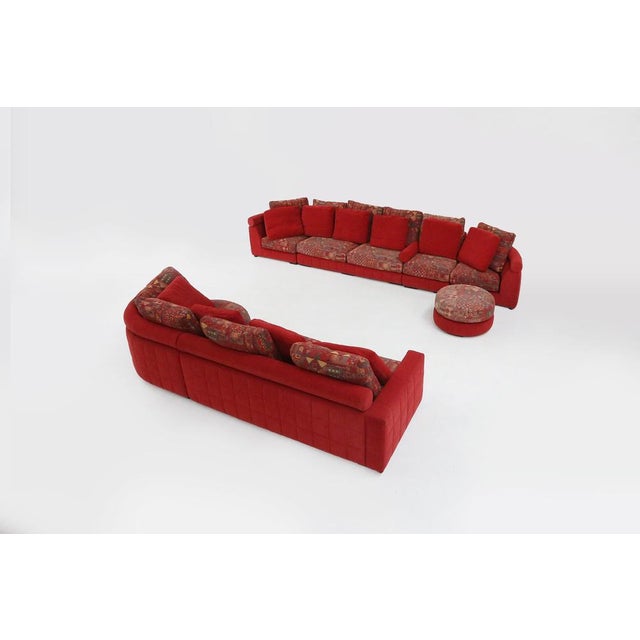 Modular Sofa in Red and Patterned Upholstery from Roche Bobois, 1980s For Sale - Image 12 of 18