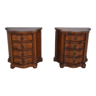 Pair Century 4 Drawer Cherry French Style Nightstands For Sale