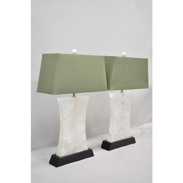 Modern Rock Crystal Quartz Large Concave Hourglass Table Lamps - a Pair For Sale - Image 12 of 12