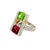 Green and Pink Tourmaline Diamond Platinum 18k Gold Stars-Moon Ring, Size 5.75 For Sale In Los Angeles - Image 6 of 6
