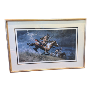 1980s Frank C McCarthy When Omens Turn Bad Limited Edition Print Native American Western Art