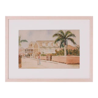 Antique Caribbean Watercolor For Sale