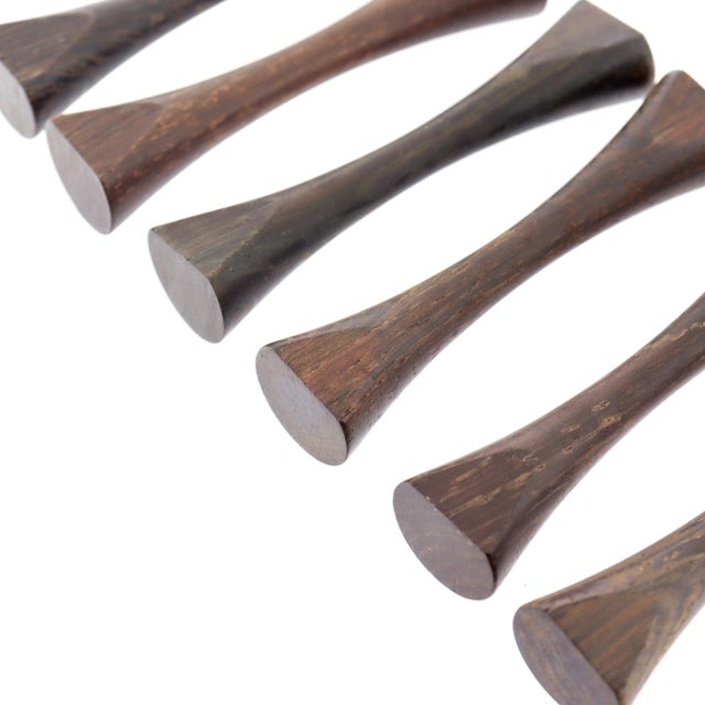 Set of 6 Saap Danish Modern Rosewood Turned Wooden Knife Rest by Michael Bloch For Sale - Image 15 of 15