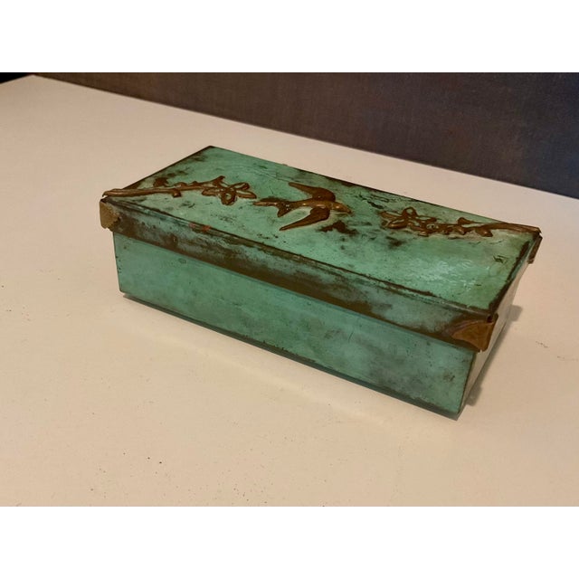 Mexican Vintage Zenda Mexico Copper Box With Bird and Floral Relief For Sale - Image 3 of 16