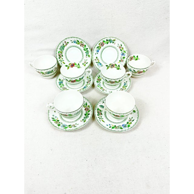 Vintage Crown Staffordshire Tea Cups With Saucers- Set of 6 For Sale - Image 11 of 13