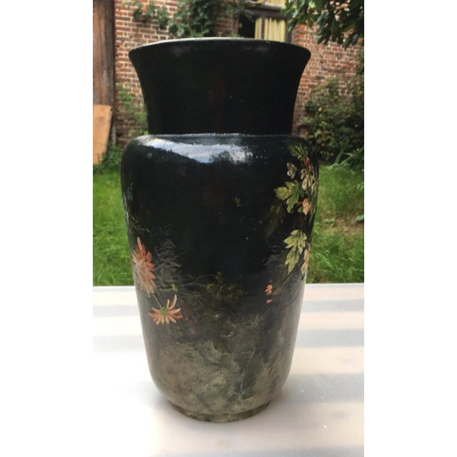 Ceramic Large French Majolica Vase with Flowers Edouard Gilles, circa 1880 For Sale - Image 7 of 12