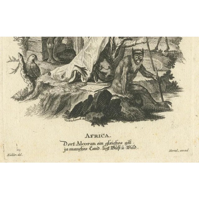Johann Georg Hertel, Allegorical Engraving of Africa, Mid-18th Century, Print For Sale - Image 3 of 7