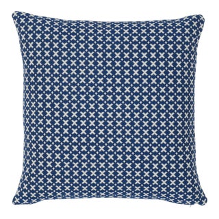 Schumacher Elias 14" Lumbar Pillow in Blue & Ivory For Sale