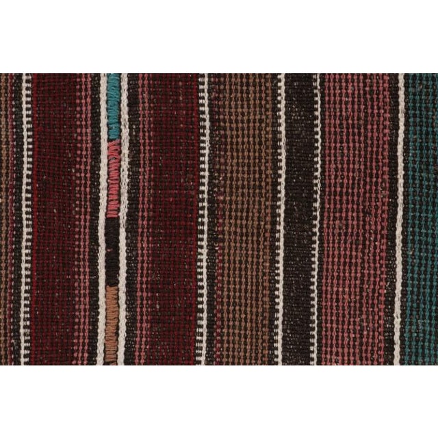 Rug & Kilim Vintage Shahsavan Persian Kilim in Blue, Brown & Maroon Stripes by Rug & Kilim - 2'11''x12'4'' For Sale - Image 4 of 5
