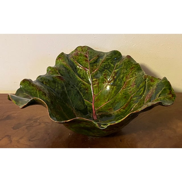 Large Dodie Thayer Sea Grape Leaf Serving or Centerpiece Bowl For Sale - Image 4 of 17
