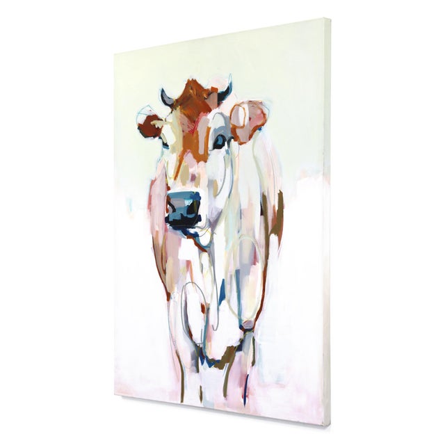 Contemporary Horns - Large Original Contemporary Mixed Media Acrylic Farm Animal Painting on Canvas by Kellie Newsome For Sale - Image 3 of 9