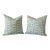 One Pair of James Stripe Down and Feather Denim Blue and Green Print Kravet White Denium Back For Sale