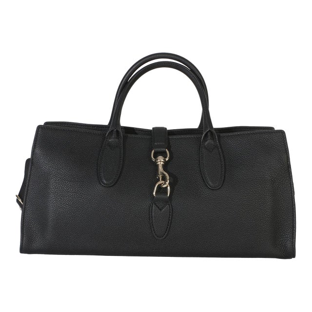 Black Pebbled Calfskin Medium Jackie Tote Bag For Sale