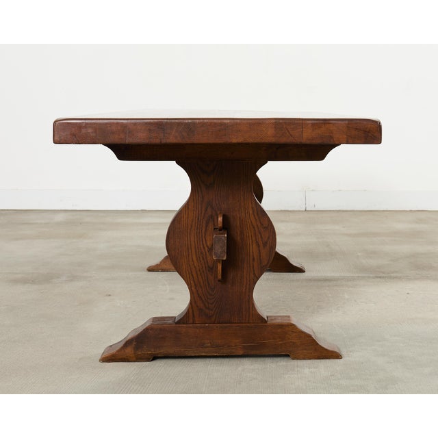 Country French Oak Farmhouse Trestle Dining Table For Sale In Sacramento - Image 6 of 18
