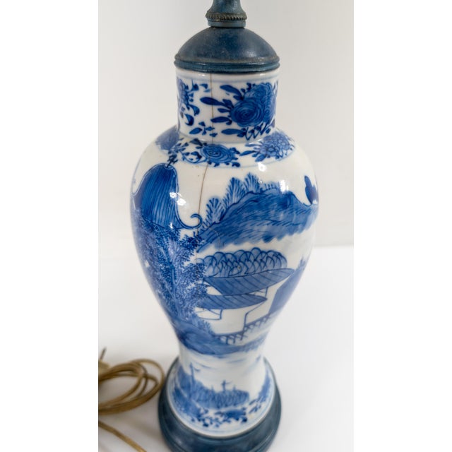 19th Century Pair of Chinese Blue and White Vases Mounted as Table Lamps For Sale - Image 11 of 12