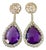 38 Carat Natural Amethyst & 9 Ct Diamond Cocktail Earring, 14 Karat Yellow Gold For Sale