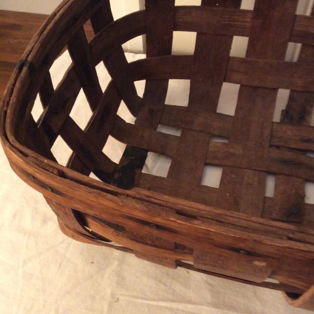 Late 19th Century Antique Split Oak Basket With Handle For Sale - Image 5 of 13