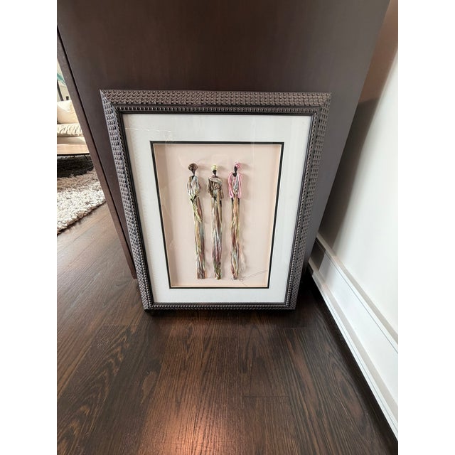 Textile Art With Dimensional Figures — Handcrafted Mixed Media, Custom Ornate Frame, One‑of‑a‑Kind Statement Piece For Sale In Chicago - Image 6 of 8