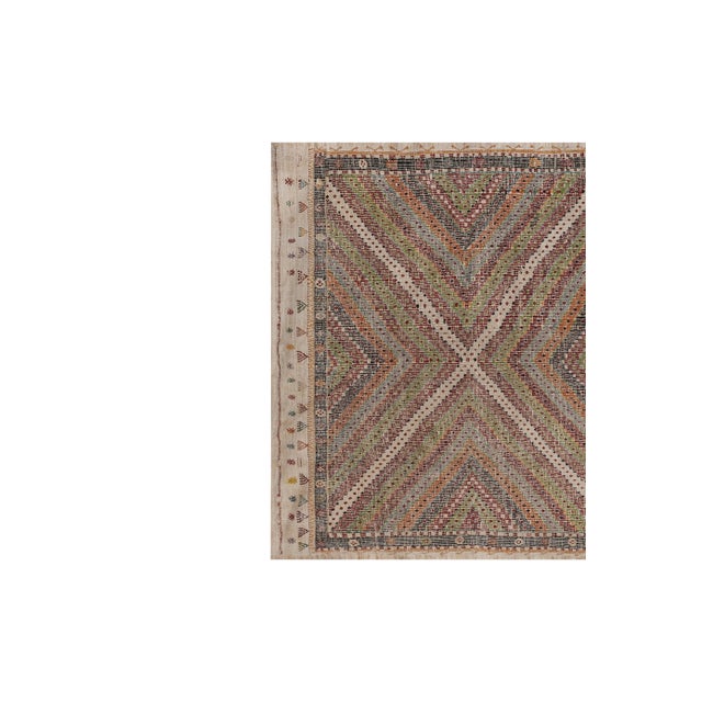 Mid-Century Modern Vintage Turkish Flat-Weave Jajim Kilim Rug 6'8'' X 10'4'' For Sale - Image 3 of 12