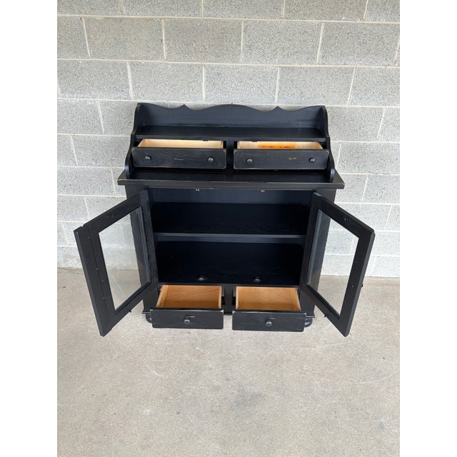 Late 20th Century Broyhill Attic Heirloooms Ebonized Oak Jelly Cupboard - Hutch For Sale In Philadelphia - Image 6 of 12