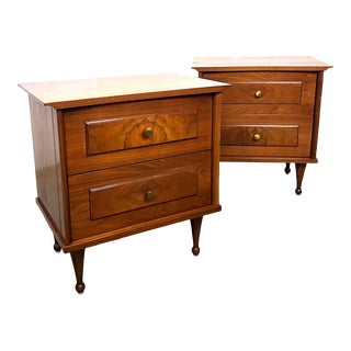 1960s Danish Mid-Century Modern Concave Top Nightstands - a Pair For Sale