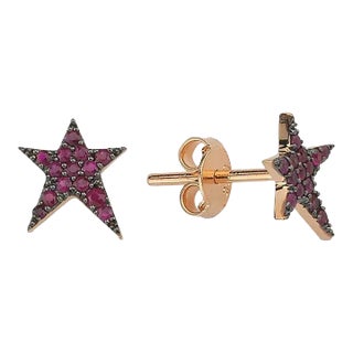 Own Your Story Ruby Rock Star Stud Earrings, Rose Gold - 2 Pieces For Sale