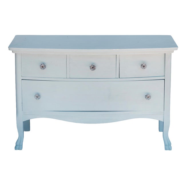 Victorian Late 19th Century Serene Blue Bowfront Chest With Glass Knobs For Sale - Image 3 of 9