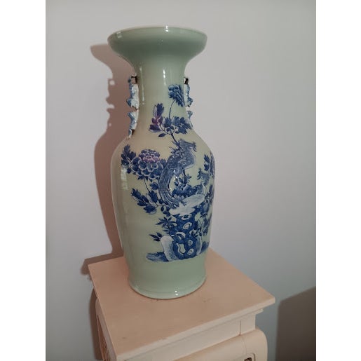 tall glazedchinese vasewith pho enix on The schene