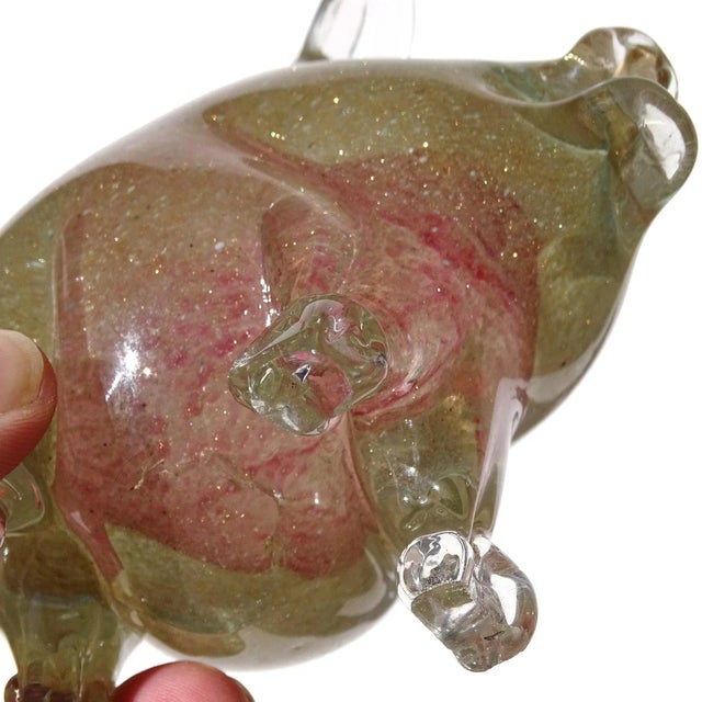 Mid 20th Century Vintage Murano Sommerso Copper Aventurine Flecks Pink Core Italian Art Glass Pig Figurine Sculpture For Sale - Image 5 of 6