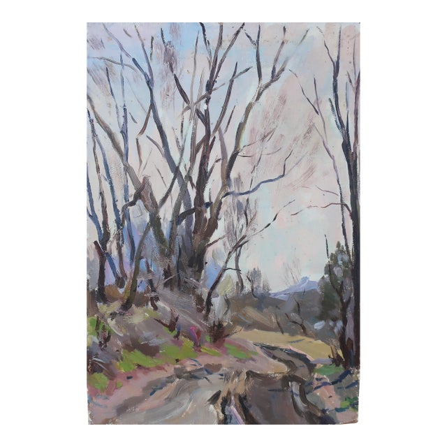 Impressionist Forest Oil Painting, Ukrainian Art, 1970s 50-34 For Sale