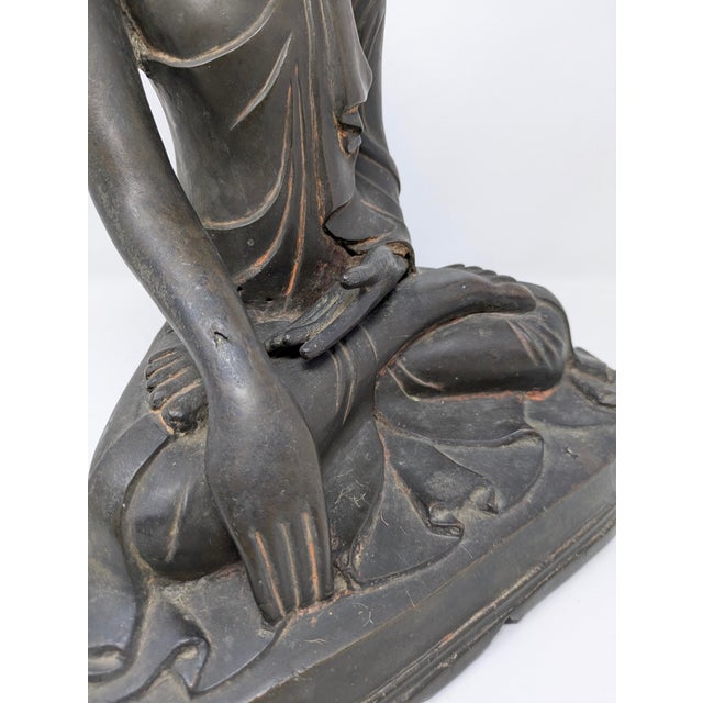 Metal Late 19th Century Burmese Bronze Buddha: Mandalay Style For Sale - Image 7 of 9