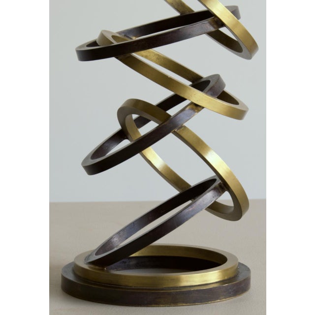 Maitland - Smith Monumental Maitland-Smith Bronze & Brass Spiral Hurricane Candle Holders 29.5" - A Pair For Sale - Image 4 of 6