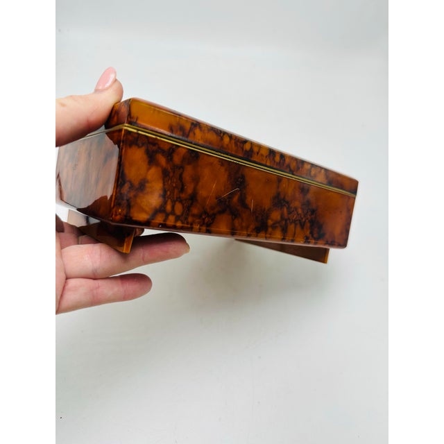 Vintage Tortoise Shell Style Jewelry Box For Sale - Image 4 of 7