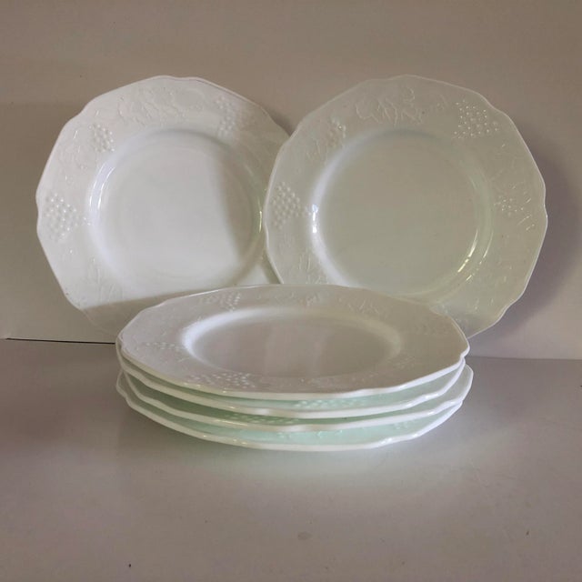 1970s Vintage Milk Glass Grape Design Salad Plates- Set of 6 For Sale - Image 5 of 5