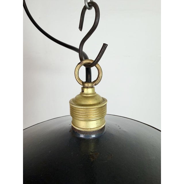 Industrial Industrial Dark Blue Enamel Light, 1930s For Sale - Image 3 of 16