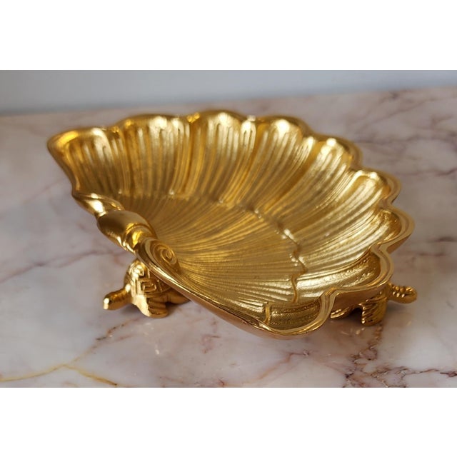 Metal Sherle Wagner Shell W/ Turtle Feet Gilded Soap/Trinket Dish For Sale - Image 7 of 15