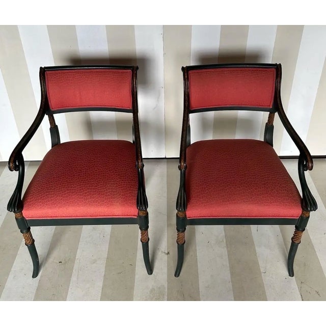 Early 20th Century Early 20th Century Chic Pair of Regency Style Armchairs For Sale - Image 5 of 10