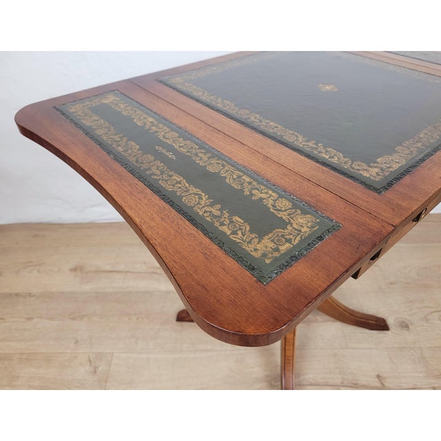 Side Table with Drop Leaf and Leather by Bevan Funnell, 1950s For Sale - Image 10 of 17