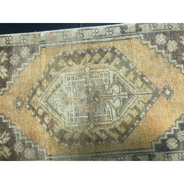 Vintage Distressed Turkish Handmade Orange and Gray Small Rug For Sale - Image 4 of 6