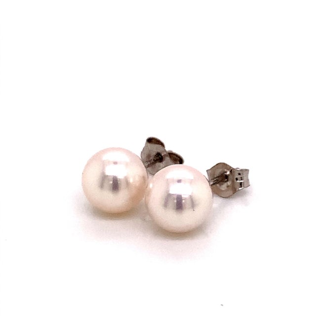 Akoya Pearl Earrings 14k White Gold Certified For Sale - Image 12 of 18