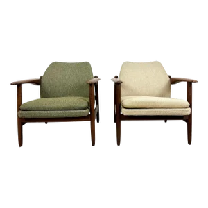 Pair of 1960s Sculpted Teak Danish Lounge Chairs