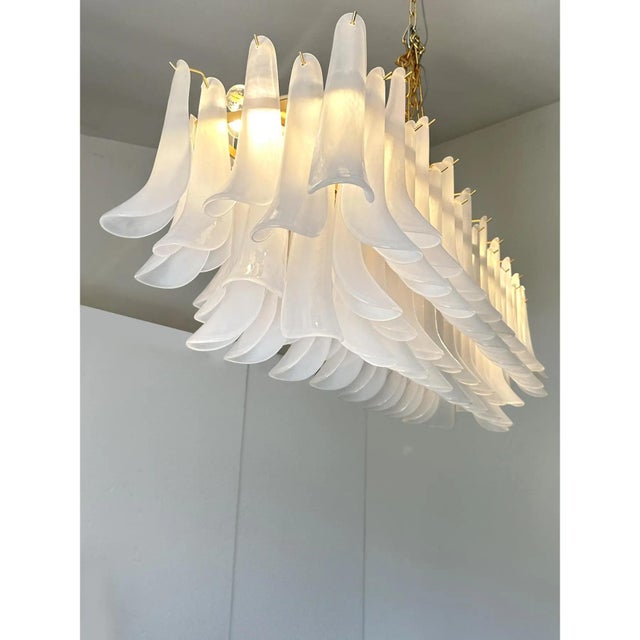Glass Frosted Selle Murano Glass Rectangular Chandelier in Mazzega Style by Simoeng for Simoeng For Sale - Image 7 of 8