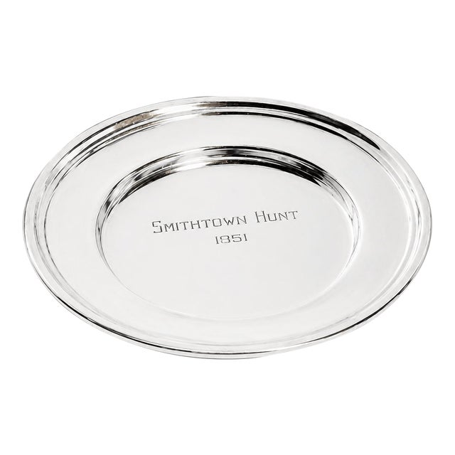 Interesting Vintage Smithtown Hunt Trophy Silverplate Round Dish Tray Catchall Home Decor For Sale