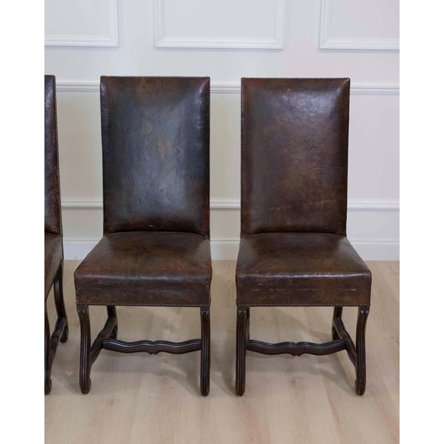 19th Century Set of Six 19th Century Spanish Leather Dining Chairs For Sale - Image 5 of 9