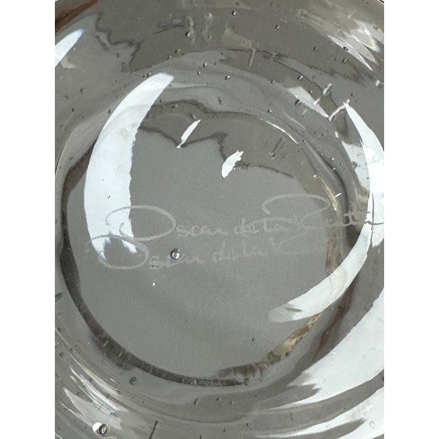 Oscar De La Renta-Miles Redd Large Heart Etched Footed Handmade Glass Bowl For Sale - Image 15 of 15