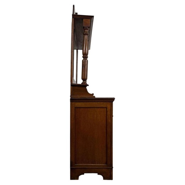 Metal 20th Century English Oak Mirror-Back Sideboard For Sale - Image 7 of 13