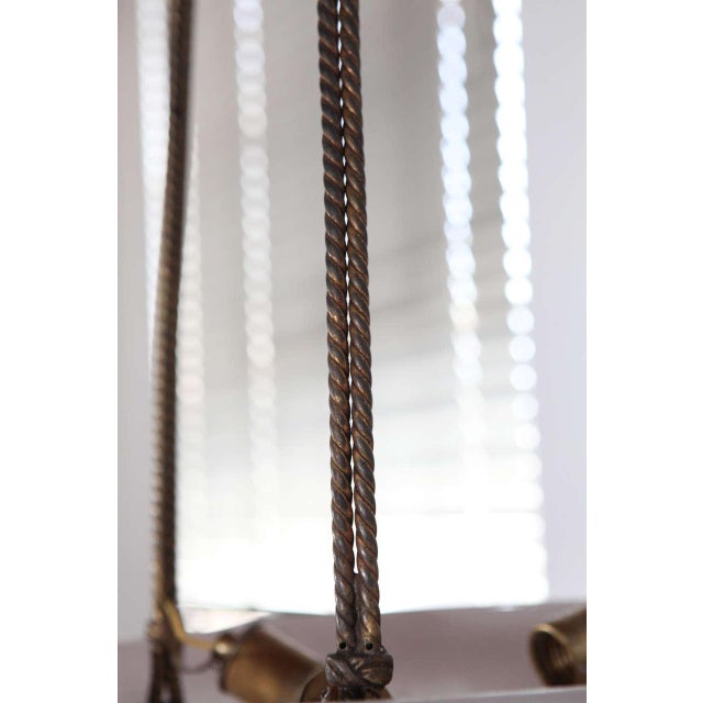 Late 19th Century White Glass Victorian Pendant Light with a Brass Frame and Canopy For Sale - Image 4 of 10